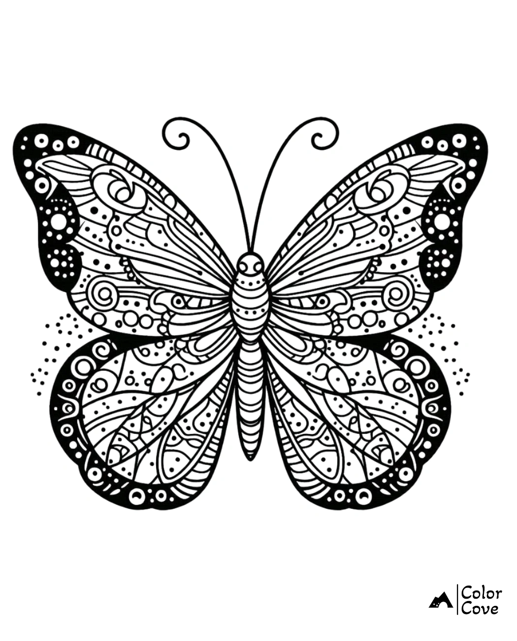 a black and white drawing of a butterfly