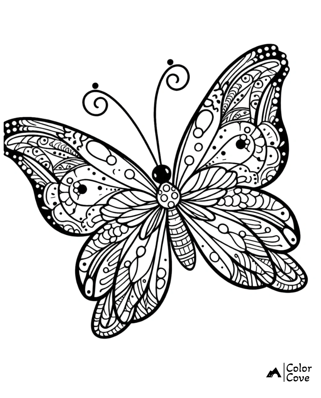 a black and white drawing of a butterfly