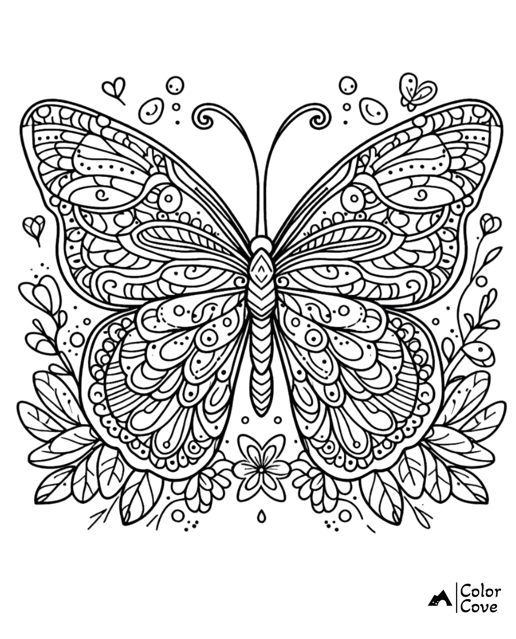 a black and white drawing of a butterfly