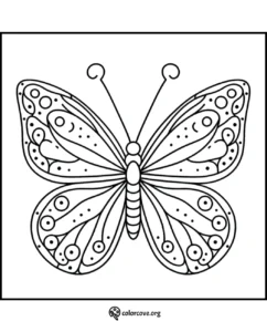Butterfly coloring page with intricate patterns for kids and adults from ColorCove.org. Perfect for stress relief and creativity.