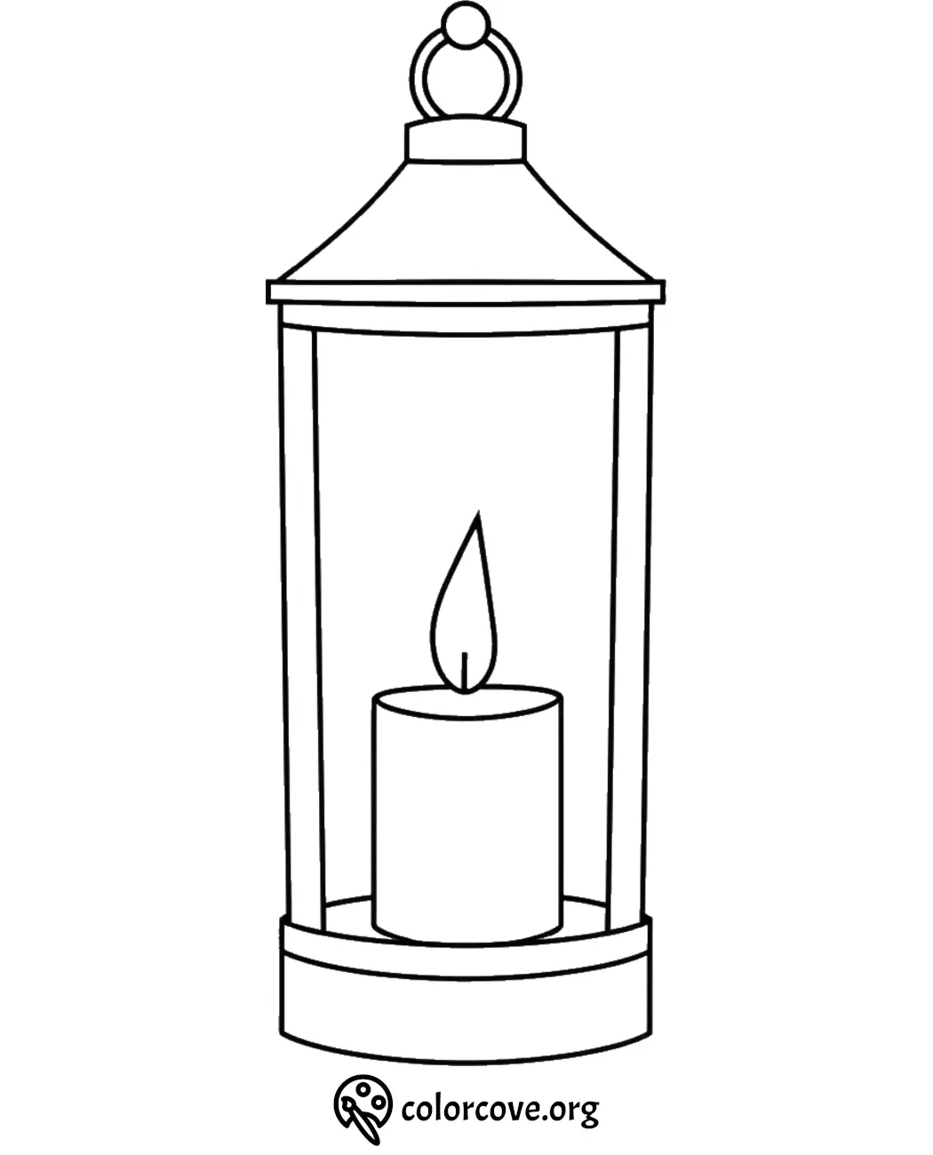 Lantern coloring page with a candle illustration, perfect for kids and adults to express creativity.