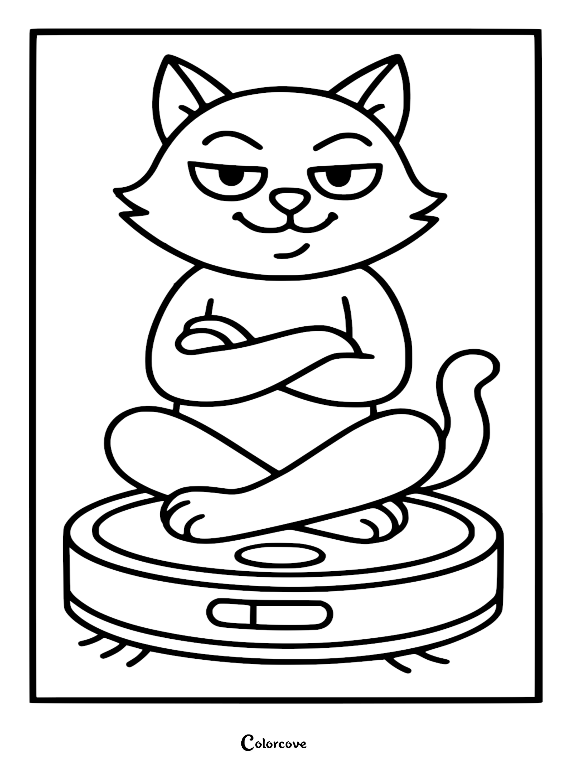 Bring this hilarious scene to life with our free printable cartoon cat on a robot vacuum coloring page. Perfect for kids who love funny animals and simple, engaging activities they can print and color in seconds.