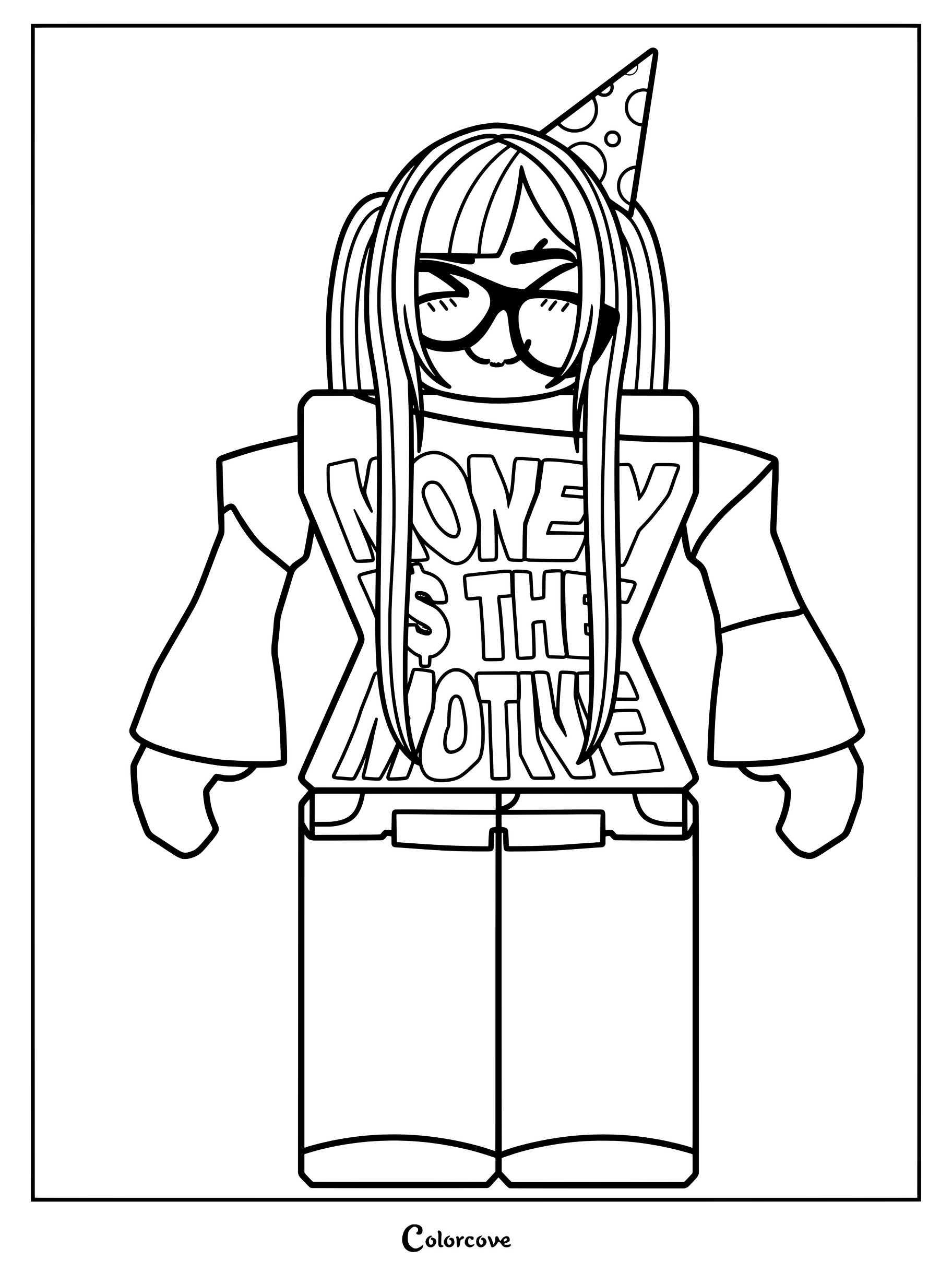 6E9185 A person wearing a party hat, glasses, and a shirt with the text Money Is The Motive.