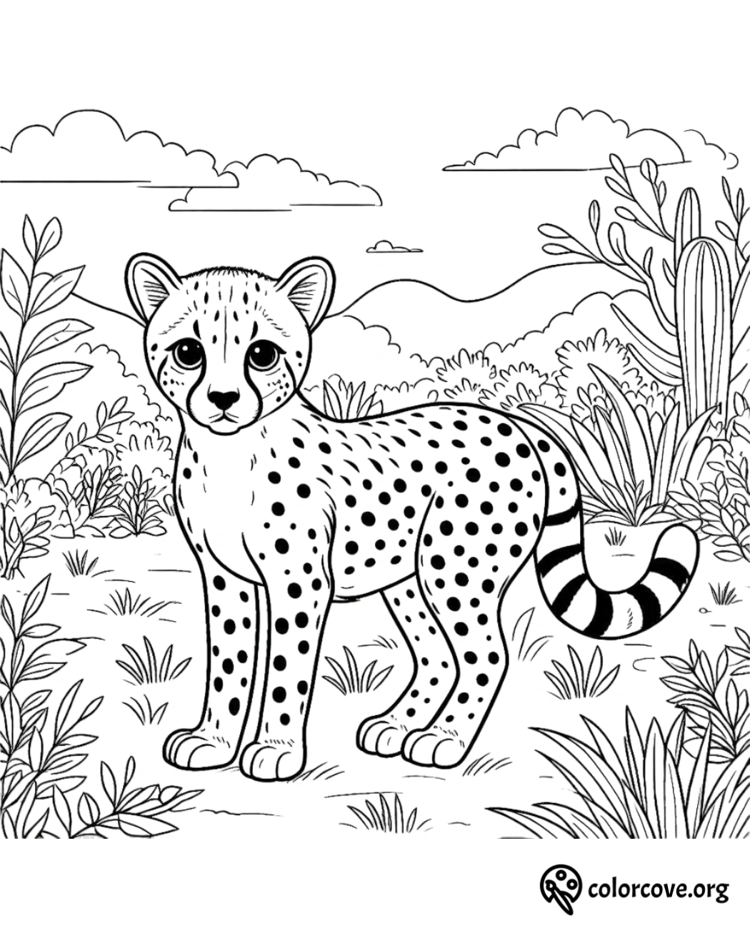 a coloring page of a cheetah