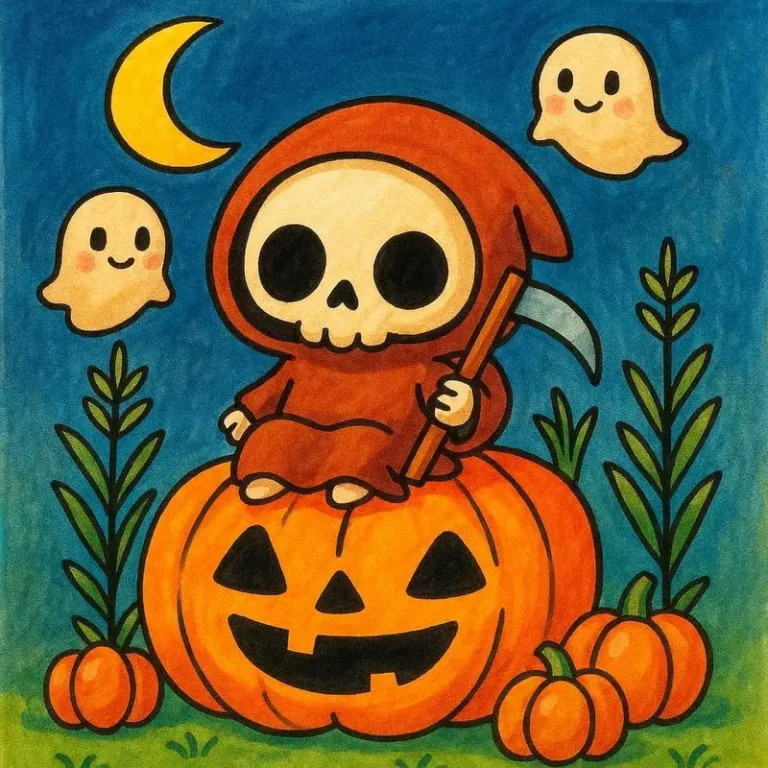 54 Chibi Grim Reaper Coloring Pages: Spooky Cute Fun
