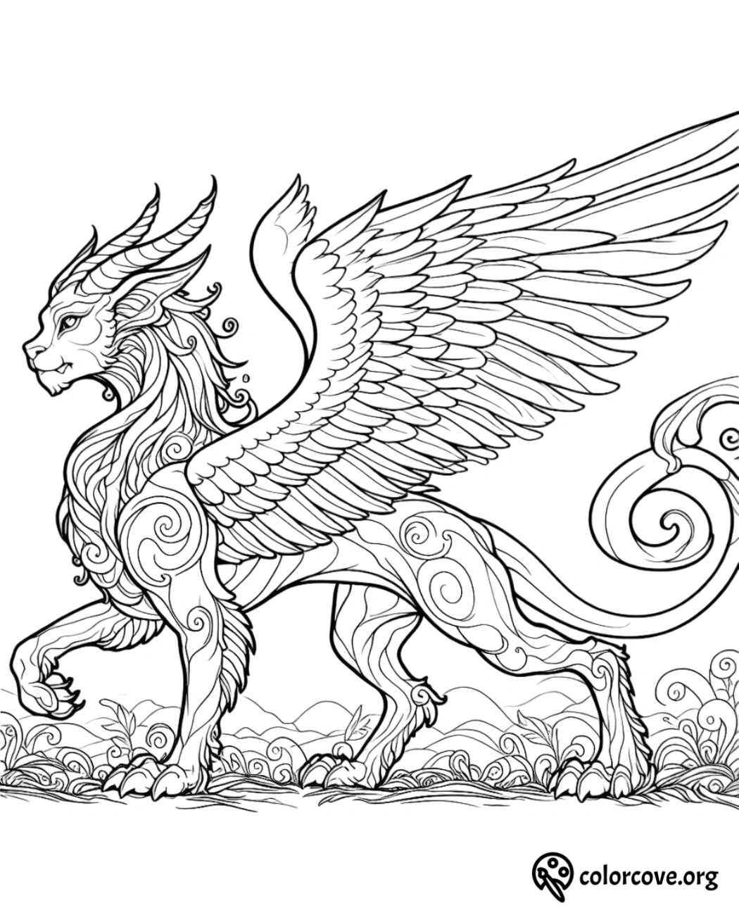 a drawing of a winged animal