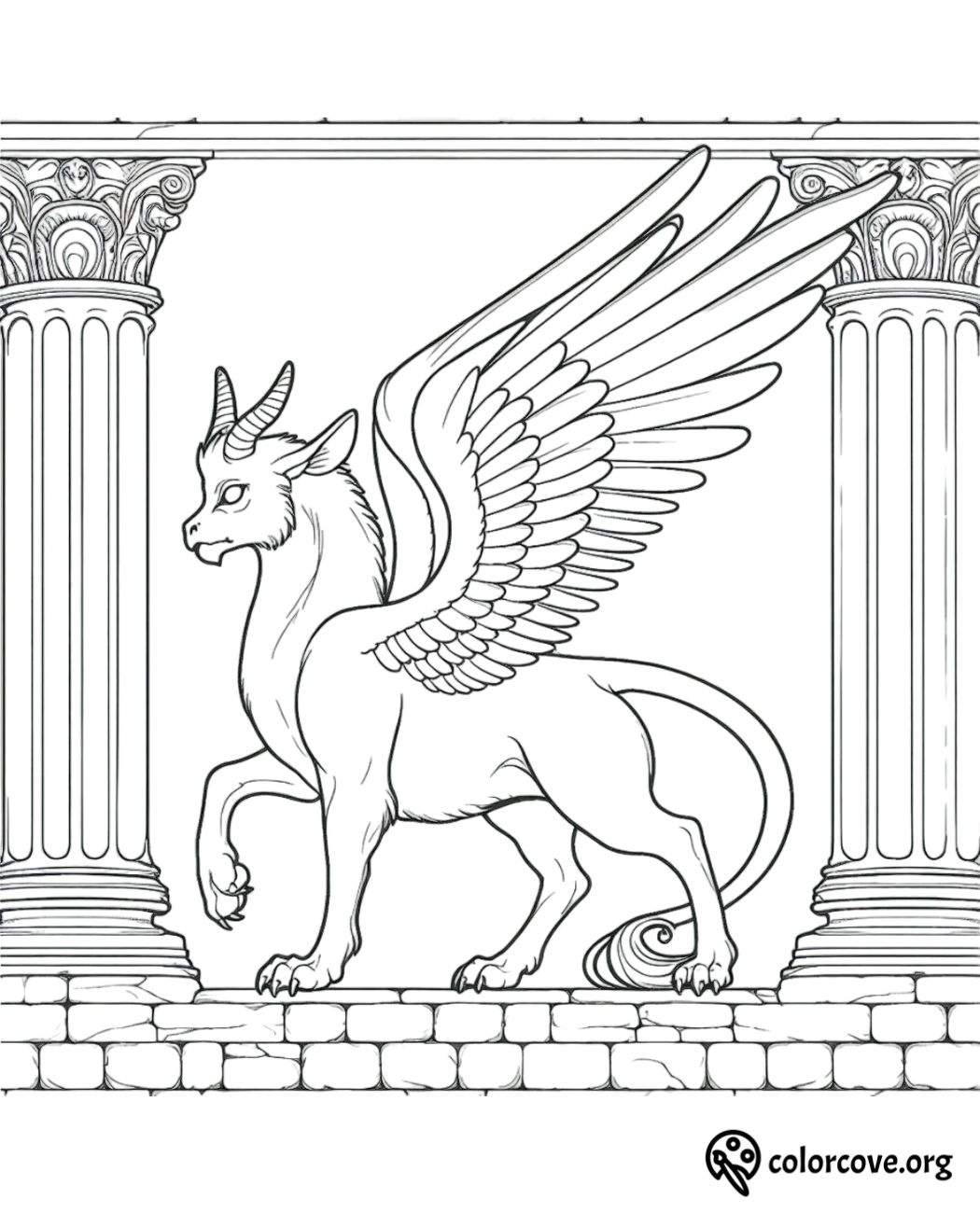 a drawing of a winged animal