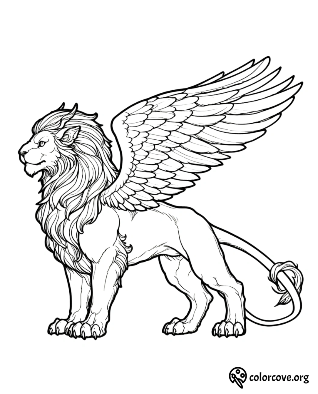 a drawing of a lion with wings