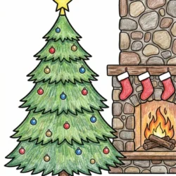 25 Free Christmas Tree Coloring Pages Christmas tree coloring page with ornaments, gifts, and colored pencils. Perfect for holiday-themed creativity.