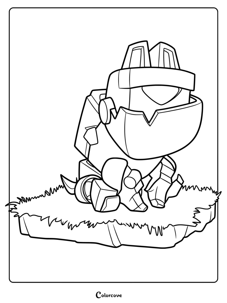 L.A.S.S.I from Clash of Clans sitting on a patch of grass in this printable coloring page.