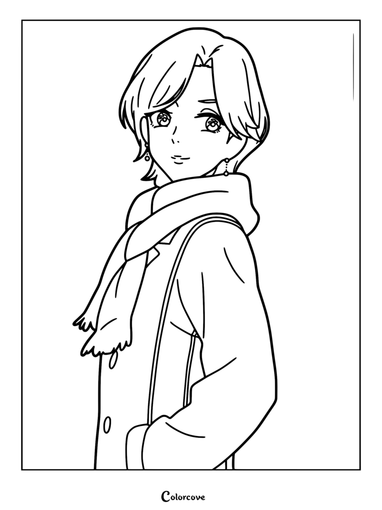 Detailed coloring page featuring Iroha's Mom from Cosmic Princess Kaguya.