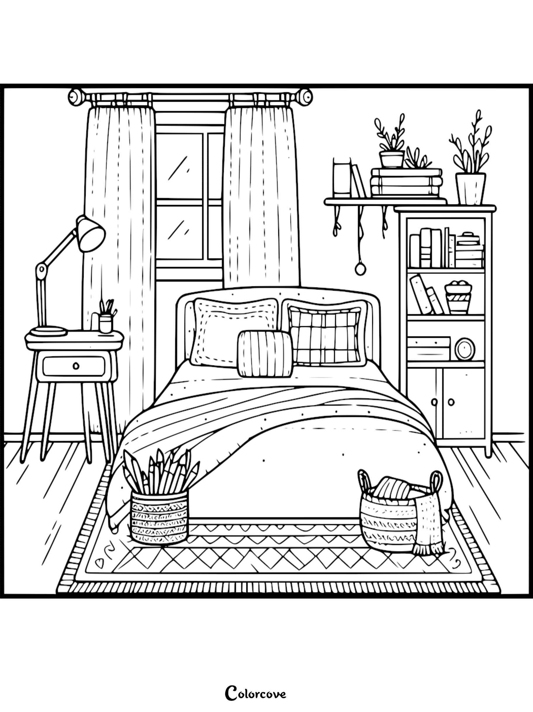 113 Cozy Bedroom Coloring Pages Aesthetic Hygge Retreats ColorCove