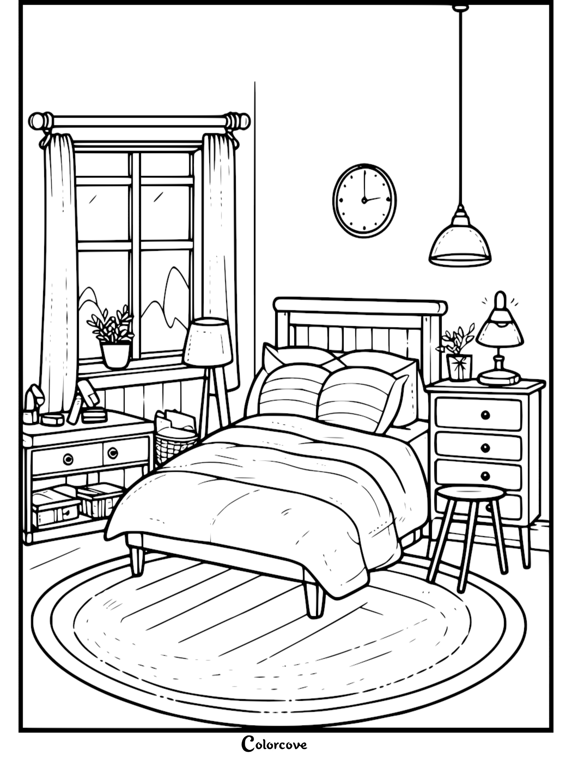 113 Cozy Bedroom Coloring Pages Aesthetic Hygge Retreats ColorCove