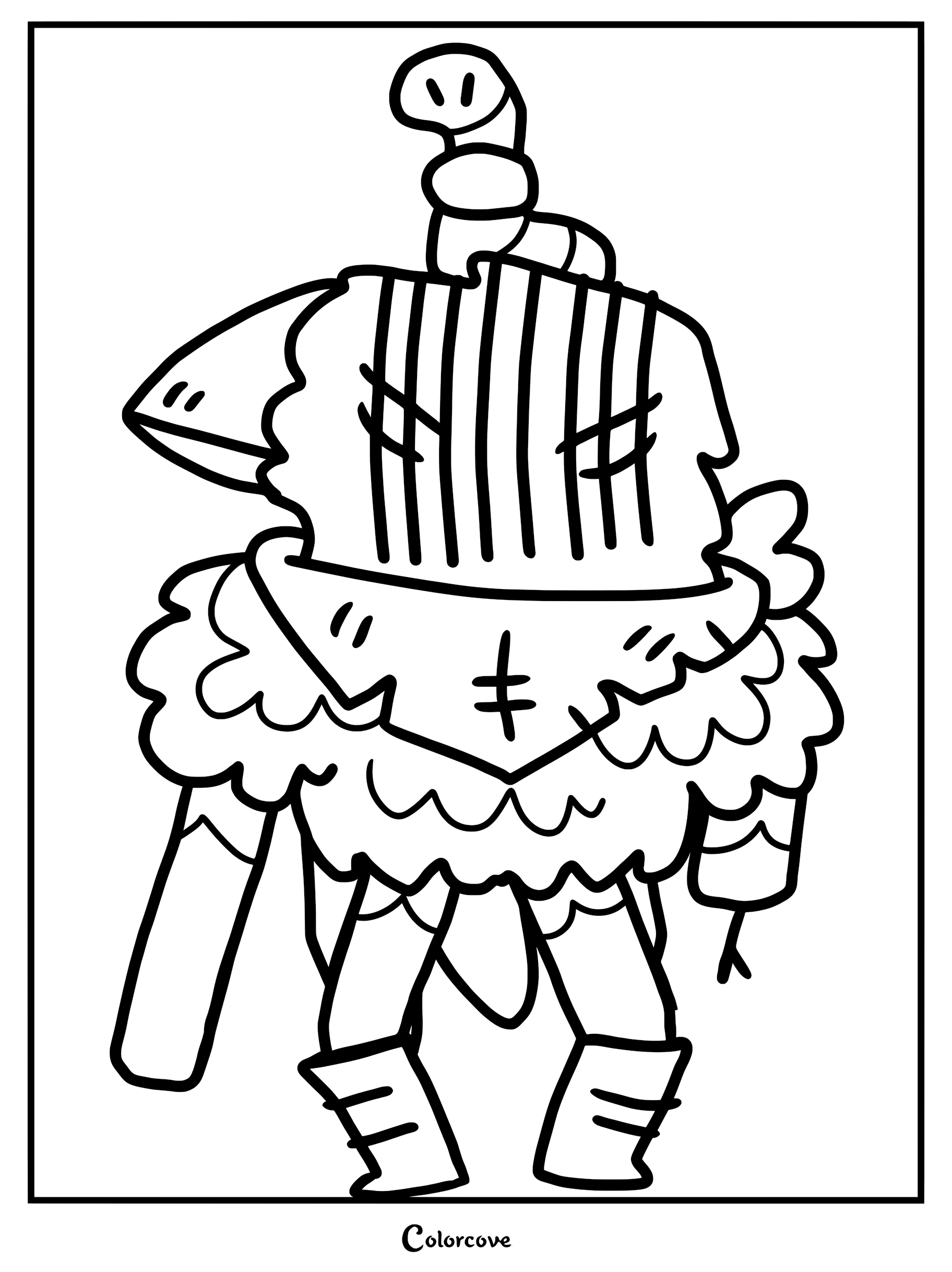 Klunko and Bop from Cult of the Lamb in a printable coloring page format featuring the duo standing together.