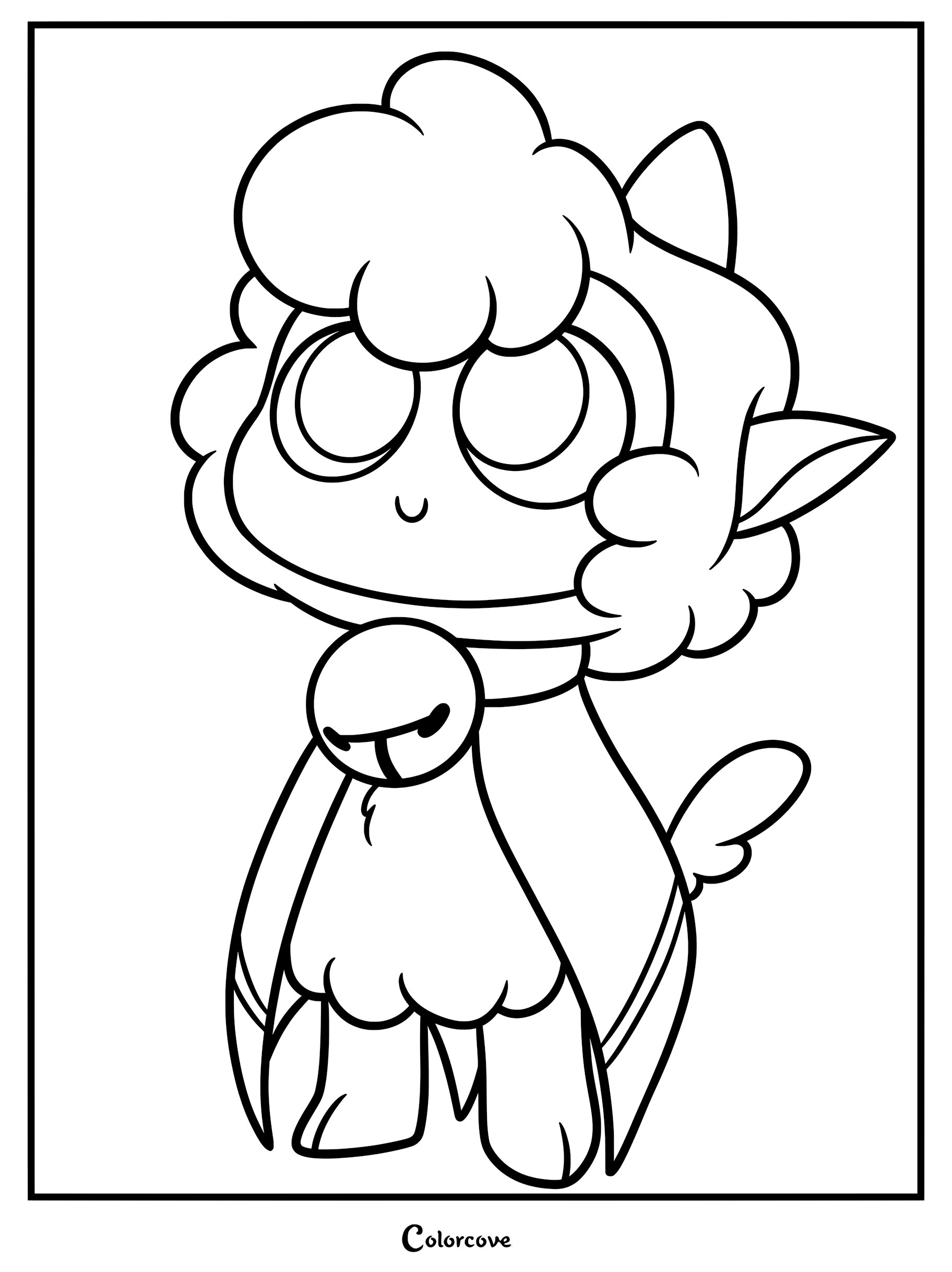 A cute The Lamb character from Cult of the Lamb in a simple line art coloring page style.