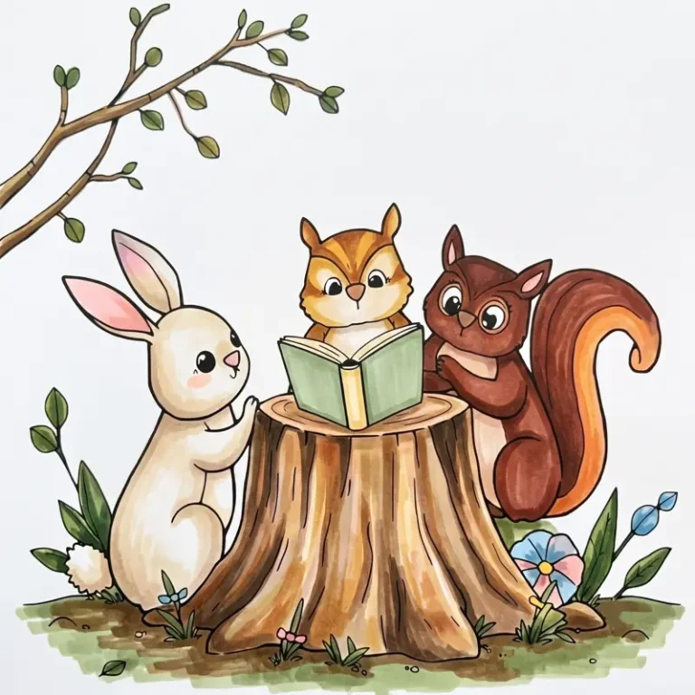 37 Cute Animals Reading Coloring Pages: Cozy Aesthetic Art
