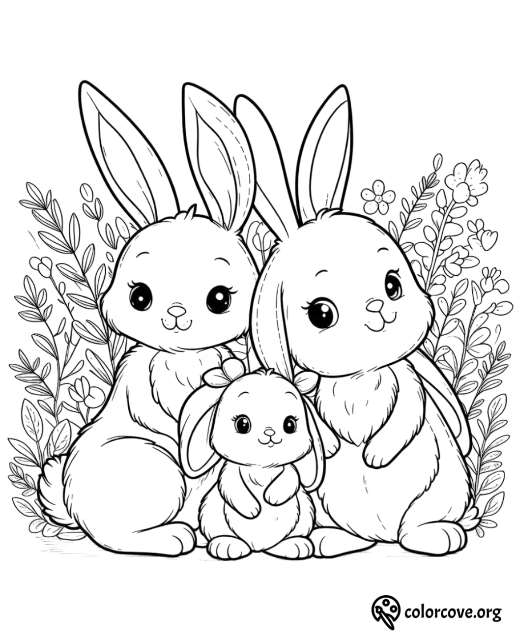 a group of bunnies with a baby rabbit