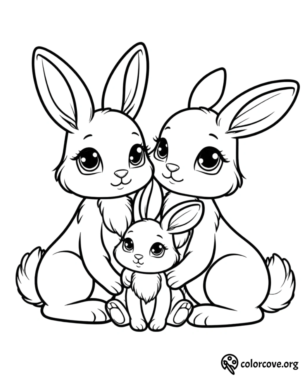 a group of bunnies with a baby rabbit