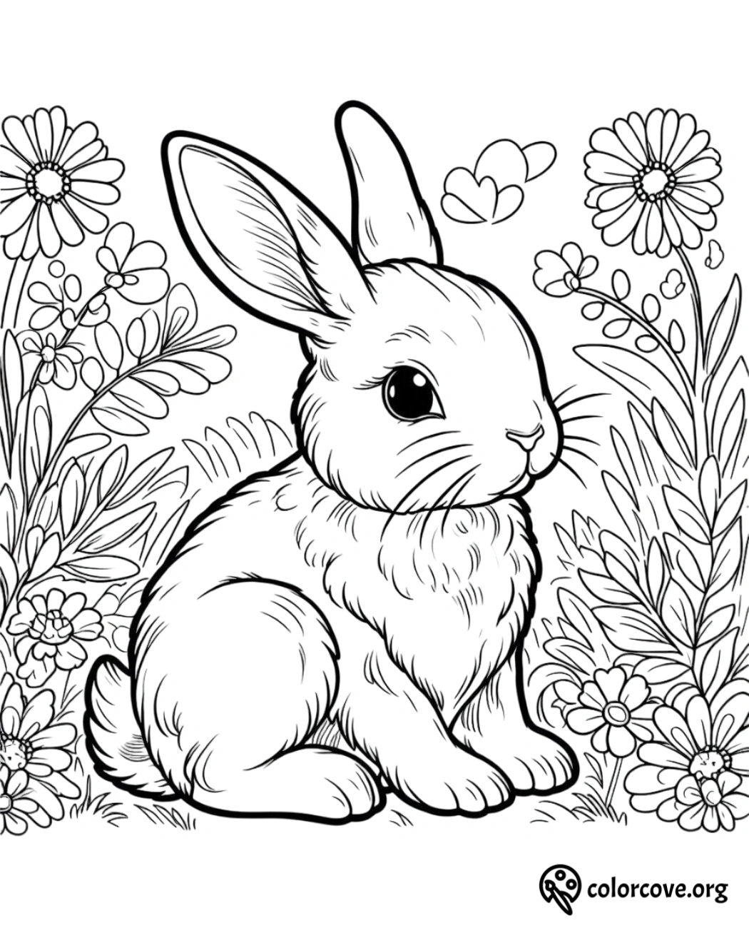 a rabbit sitting in a garden