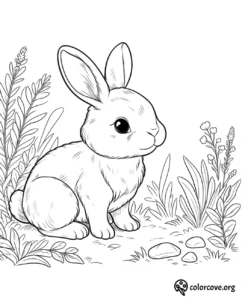 a rabbit sitting in grass
