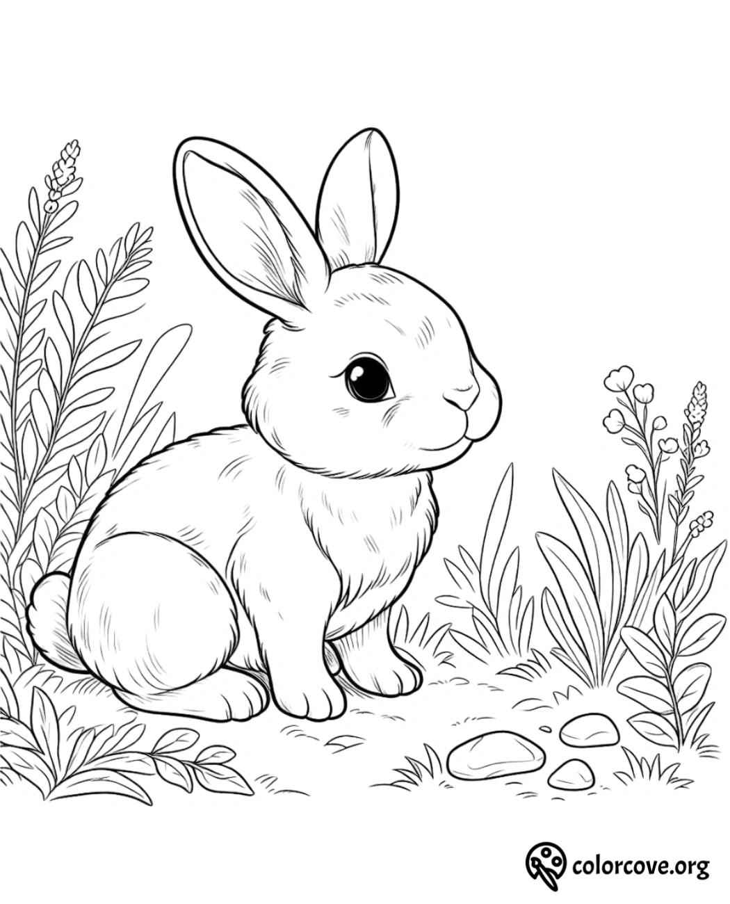 a rabbit sitting in grass