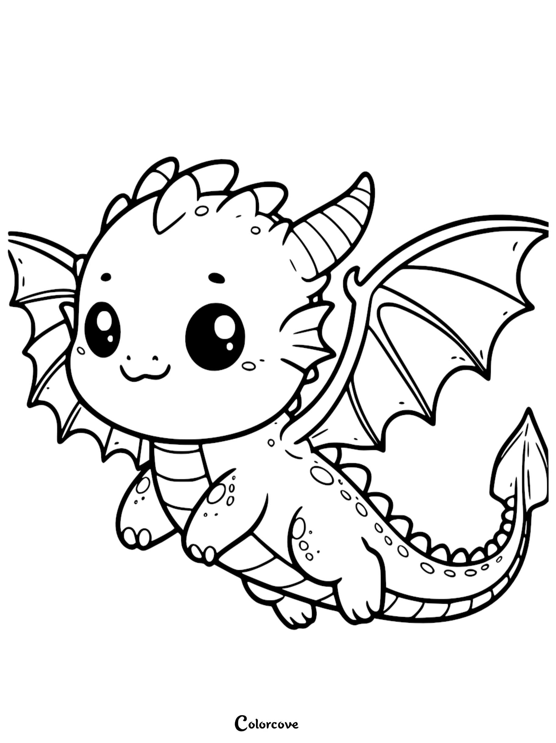 Free Coloring Page Cute Dragon