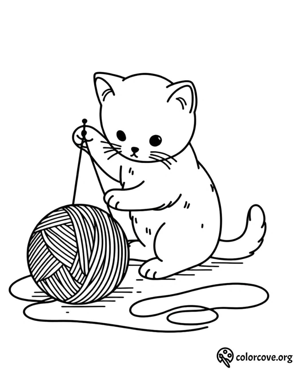 a cat playing with a ball of yarn