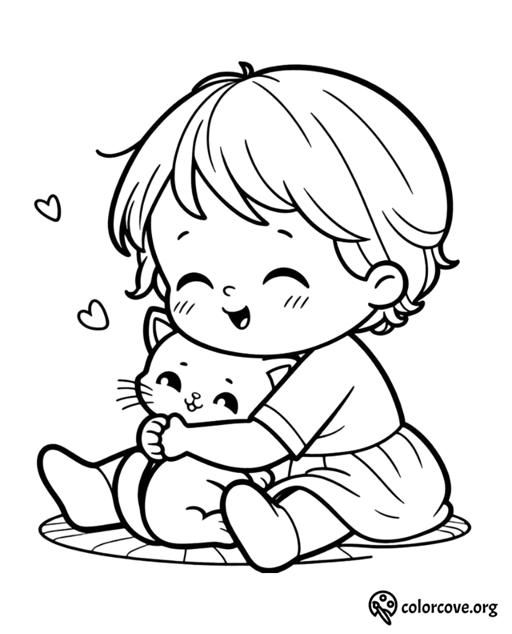 a cartoon of a girl hugging a cat