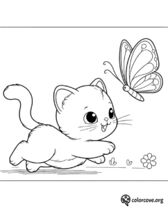a cartoon of a cat chasing a butterfly