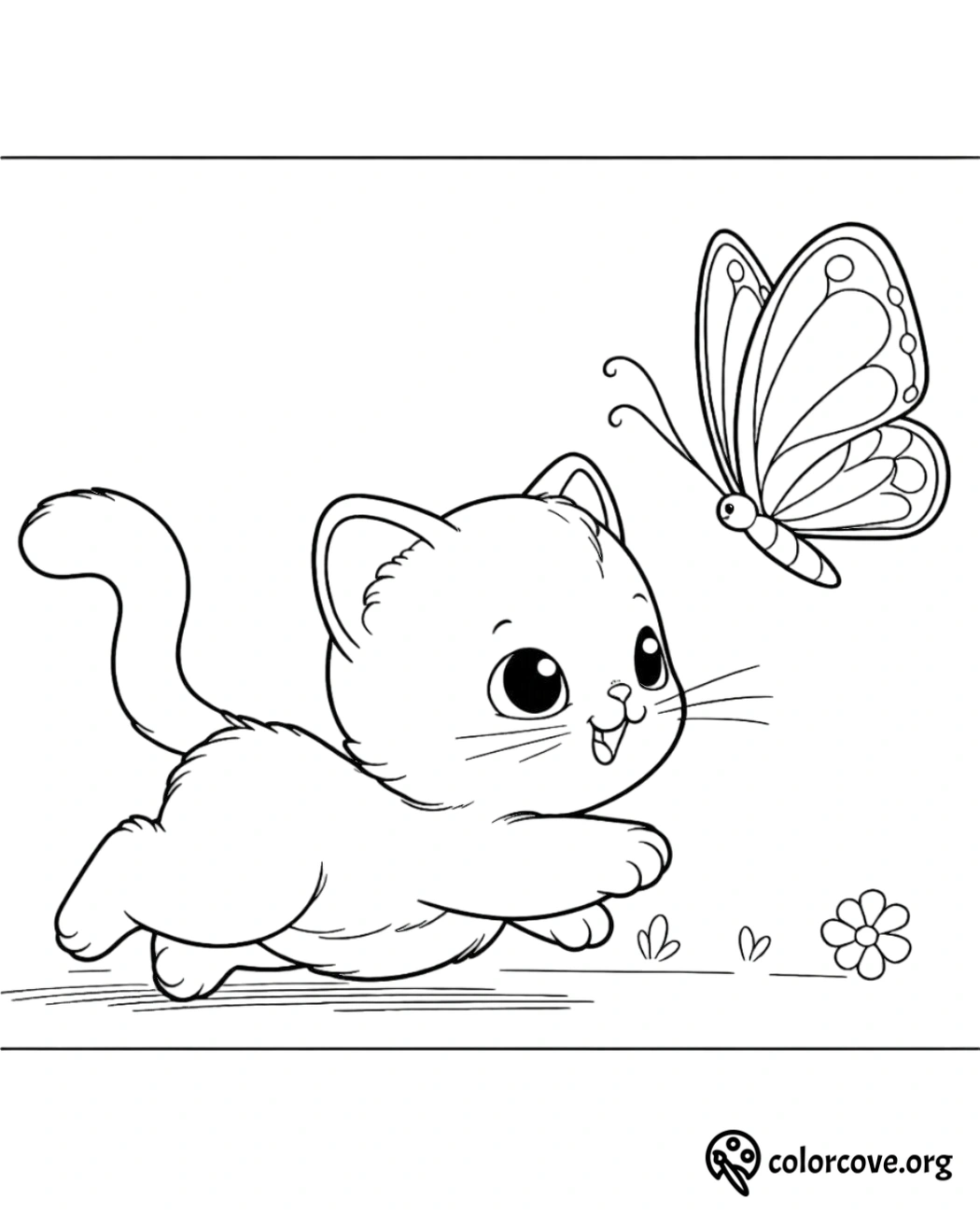 a cartoon of a cat chasing a butterfly