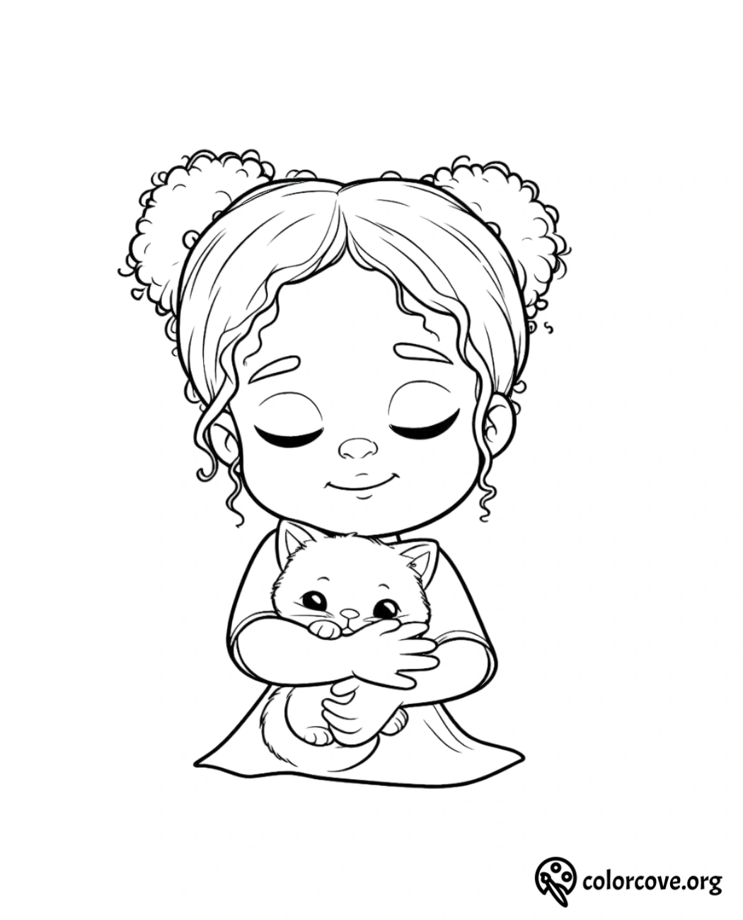 a cartoon of a girl holding a cat