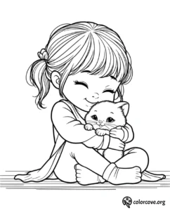 a girl hugging a cat