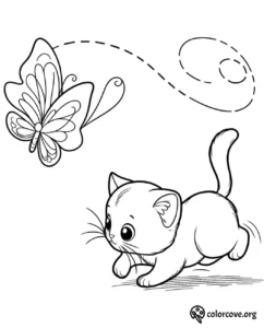 a cartoon of a cat and a butterfly