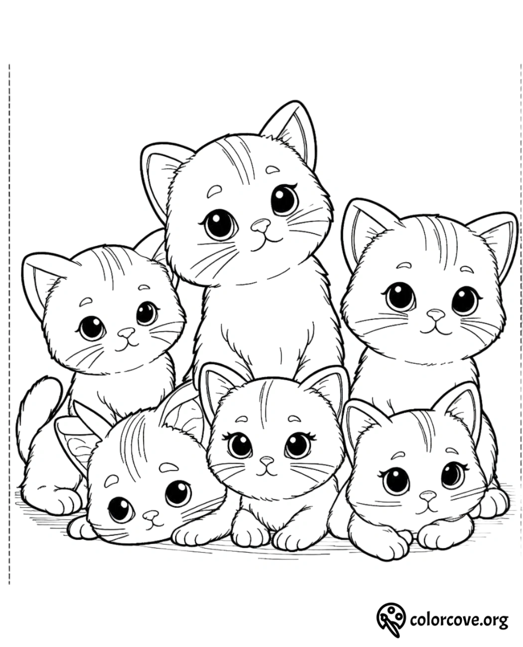 a group of kittens coloring page