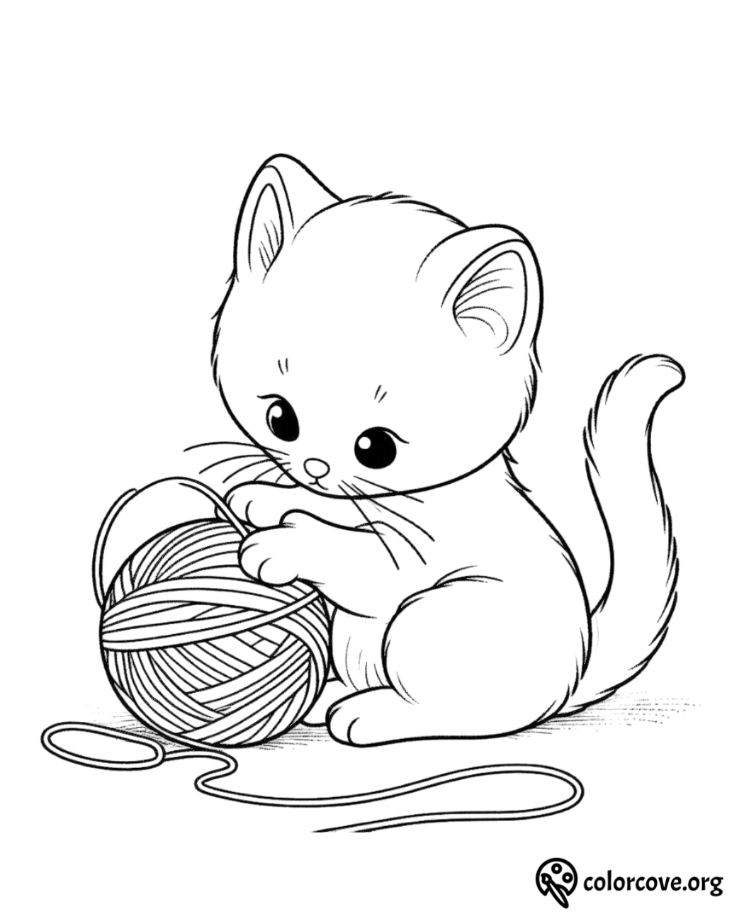 a cat playing with a ball of yarn