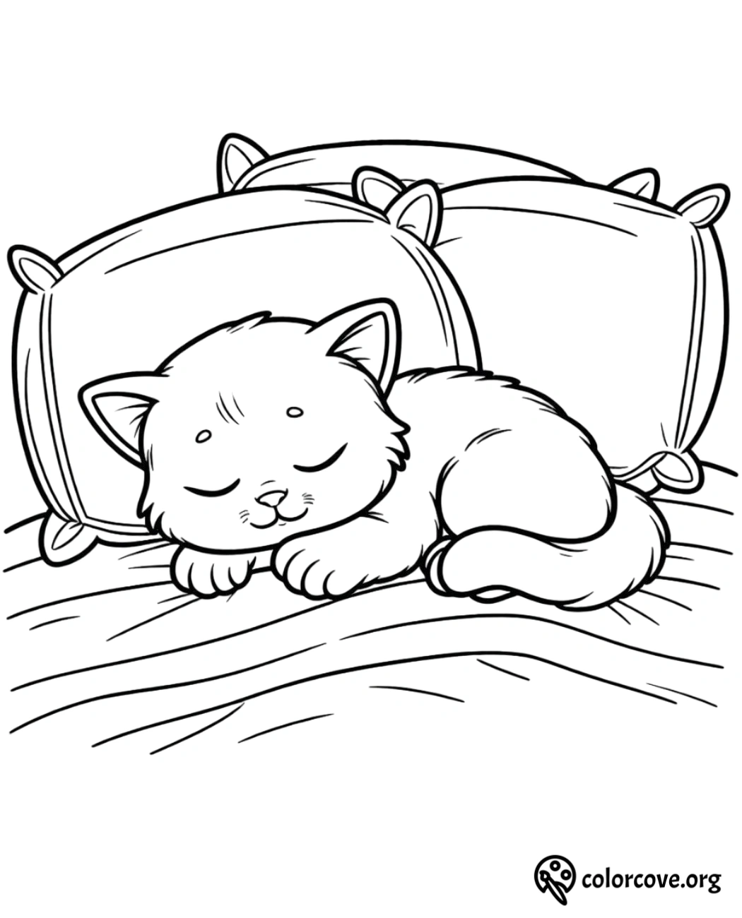 a cat sleeping on a bed