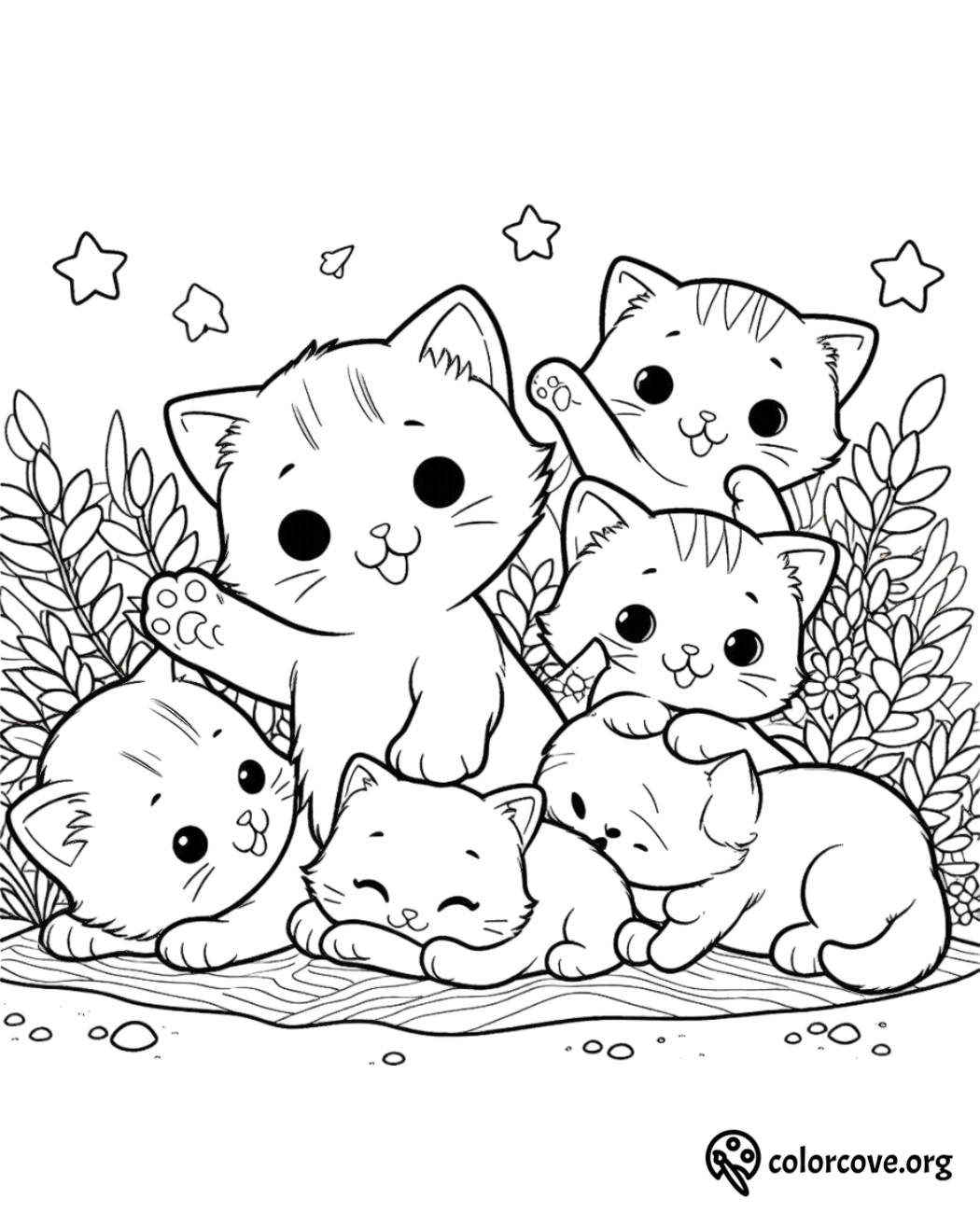 a group of kittens lying on a rug