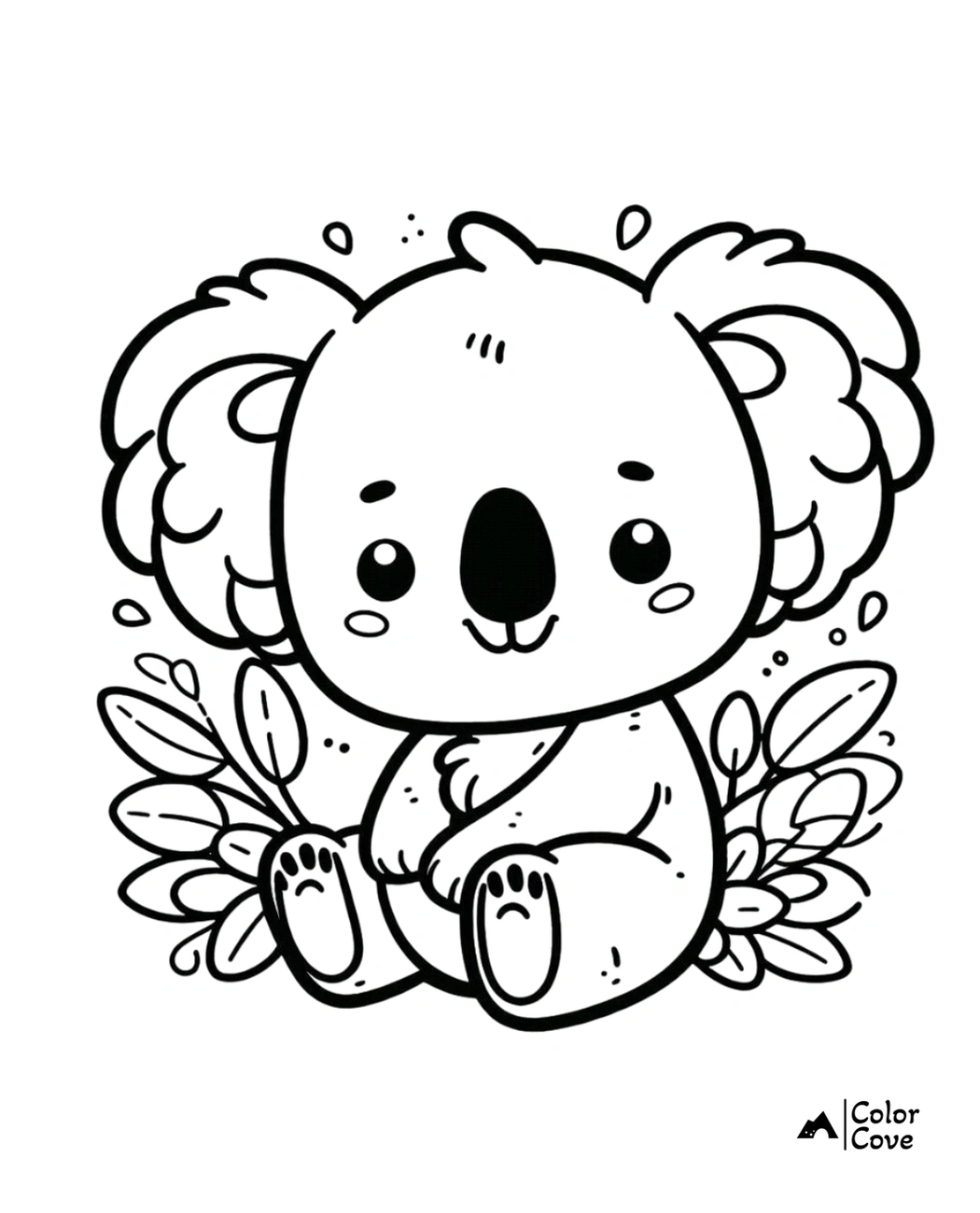 Cute koala coloring page for kids, perfect for children's activities and printable fun. Download and color now!