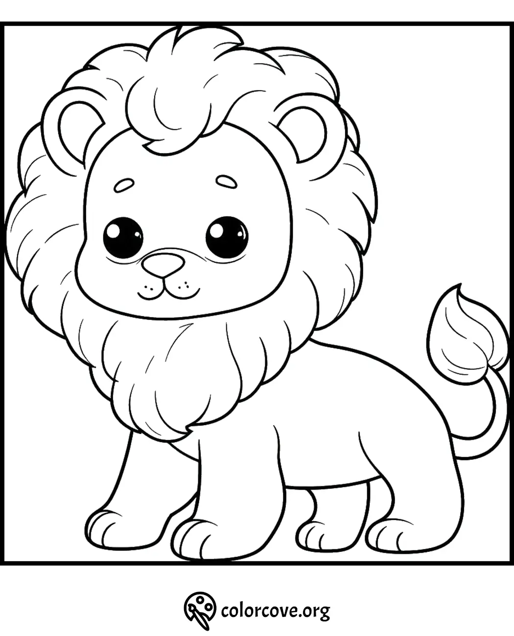 Cute lion coloring page for kids - free printable animal coloring sheet from colorcove.org. Perfect for fun activities.