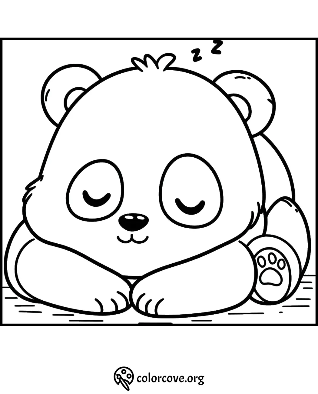 Cute Sleeping Panda Coloring Page for Kids - Download and Print Free Animal Coloring Sheets from colorcove.org.