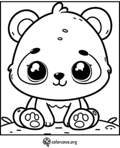 Adorable bear cub coloring page, ideal for kids' coloring activities, printable from colorcove.org. Fun and engaging.