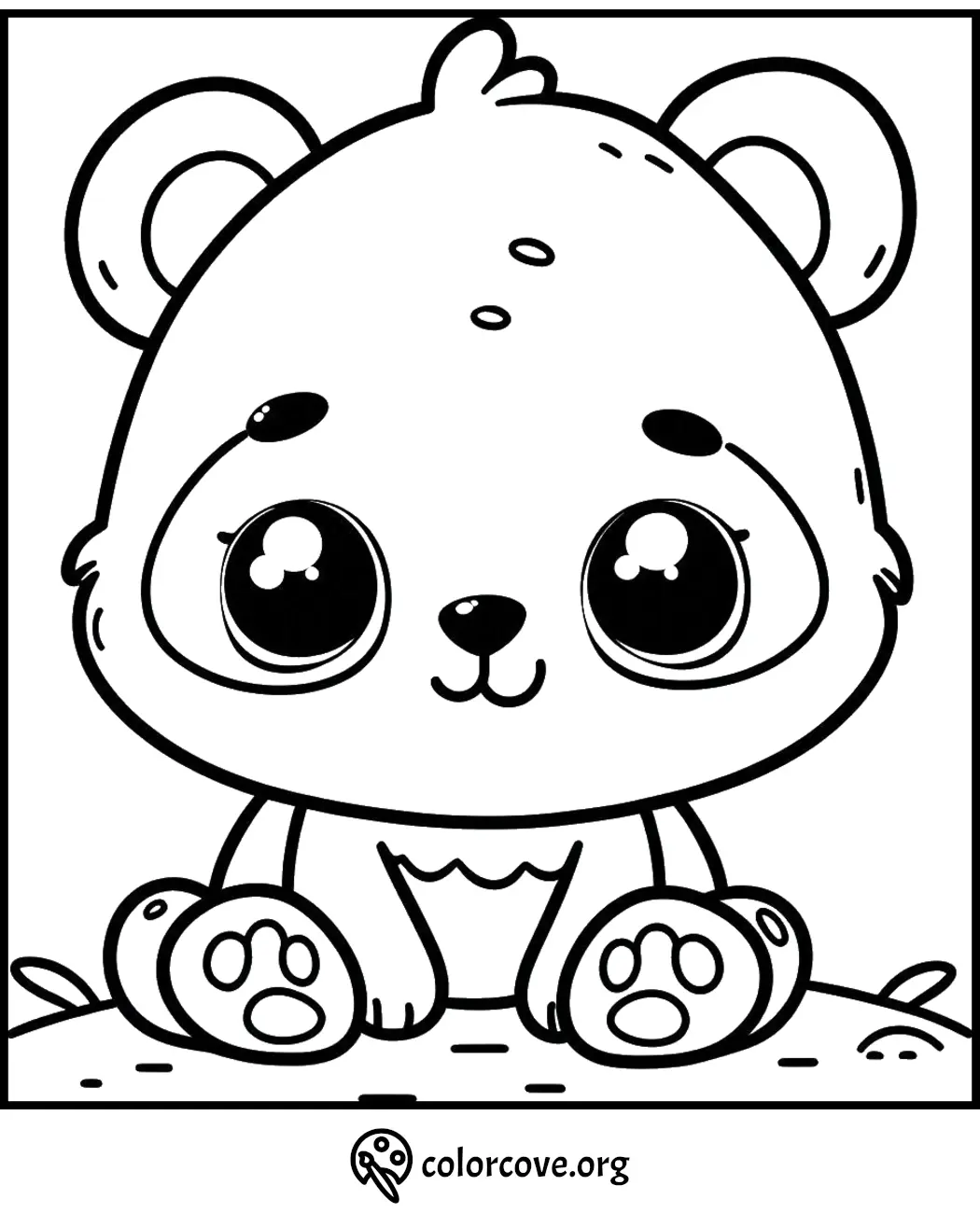 Adorable bear cub coloring page, ideal for kids' coloring activities, printable from colorcove.org. Fun and engaging.