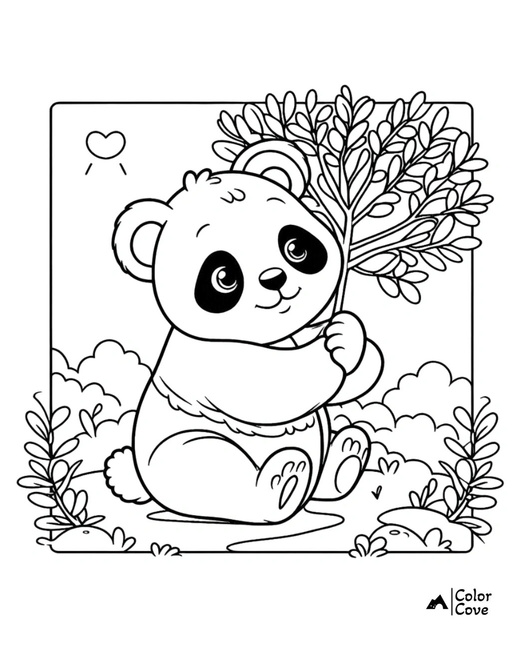 Cute Panda Coloring Pages Free Printable Sheet (1)