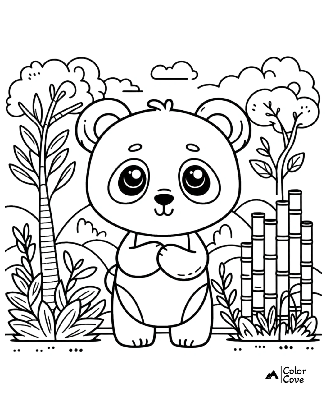 Cute Panda Coloring Pages Free Printable Sheet (14)