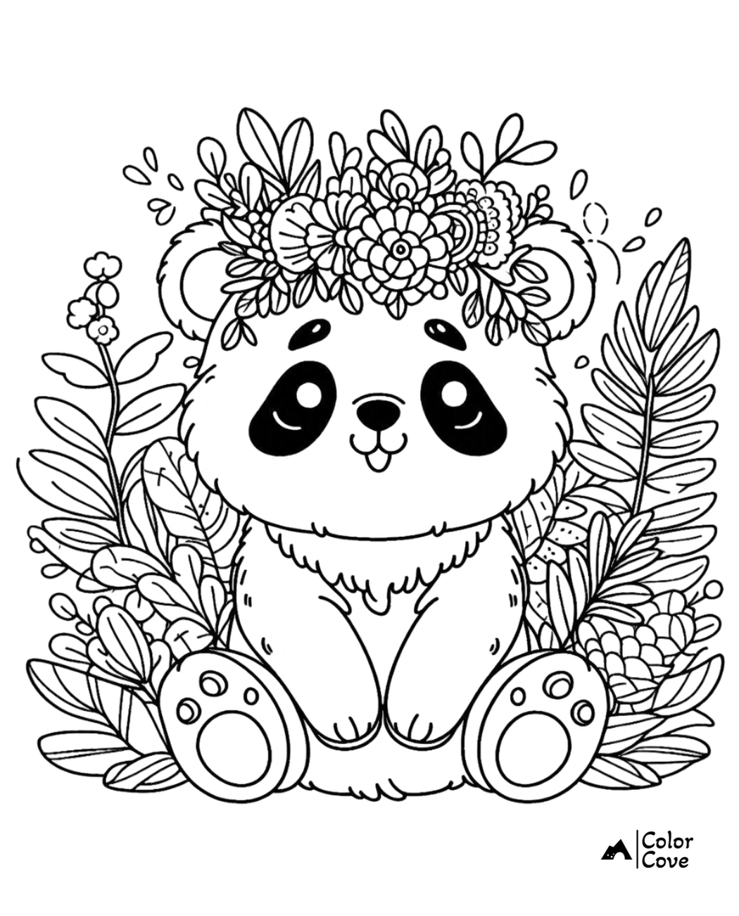 Cute Panda Coloring Pages Free Printable Sheet (4)