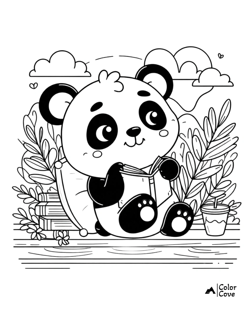 Cute Panda Coloring Pages Free Printable Sheet (6)