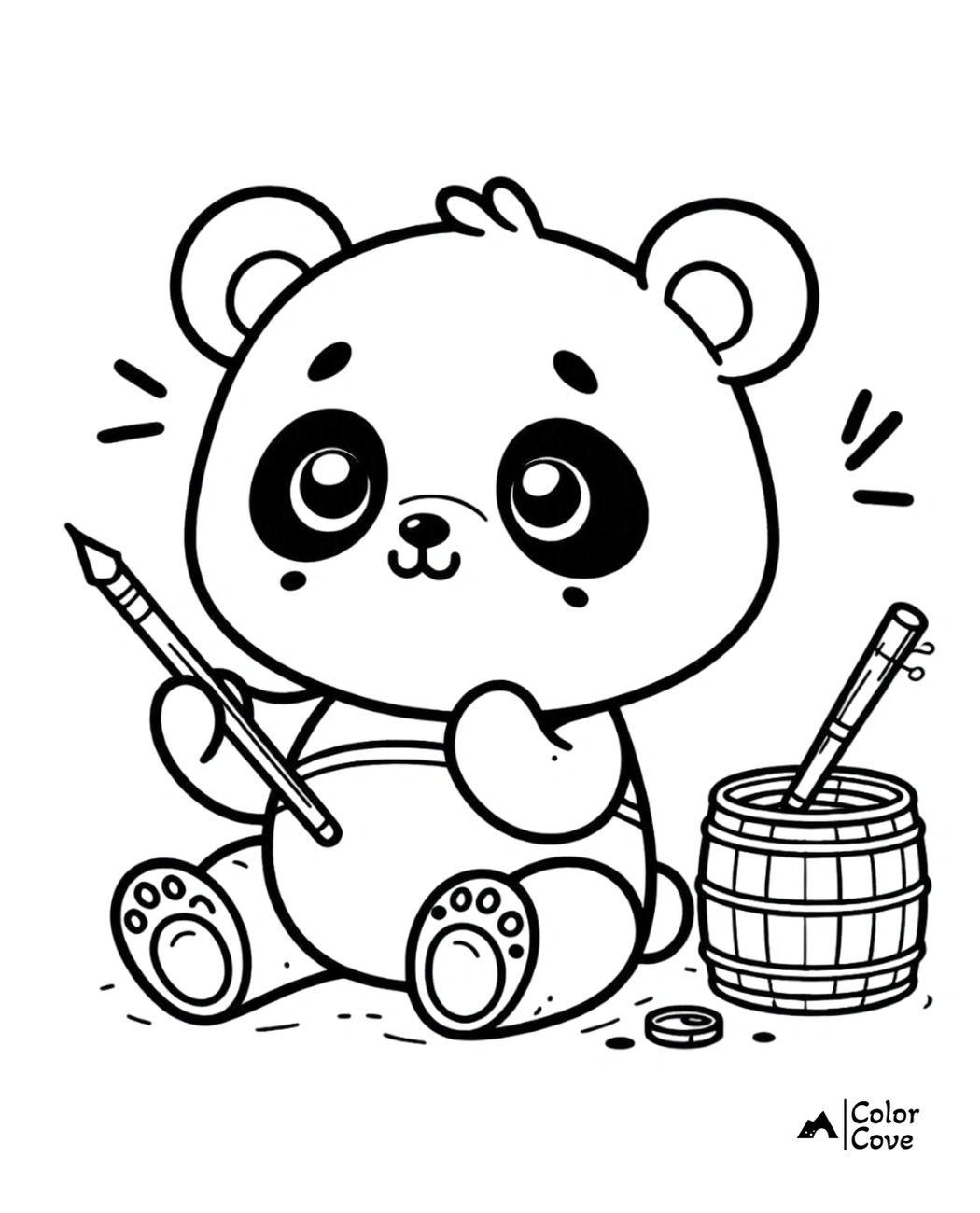 Cute Panda Coloring Pages Free Printable Sheet (7)