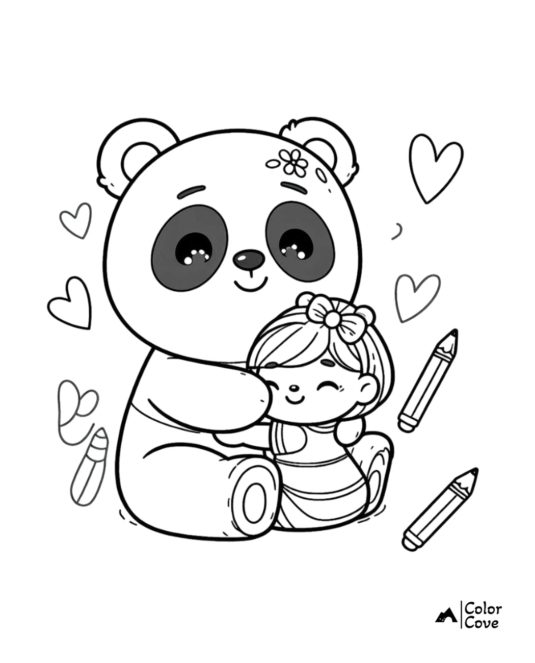 Cute Panda Coloring Pages Free Printable Sheet (8)