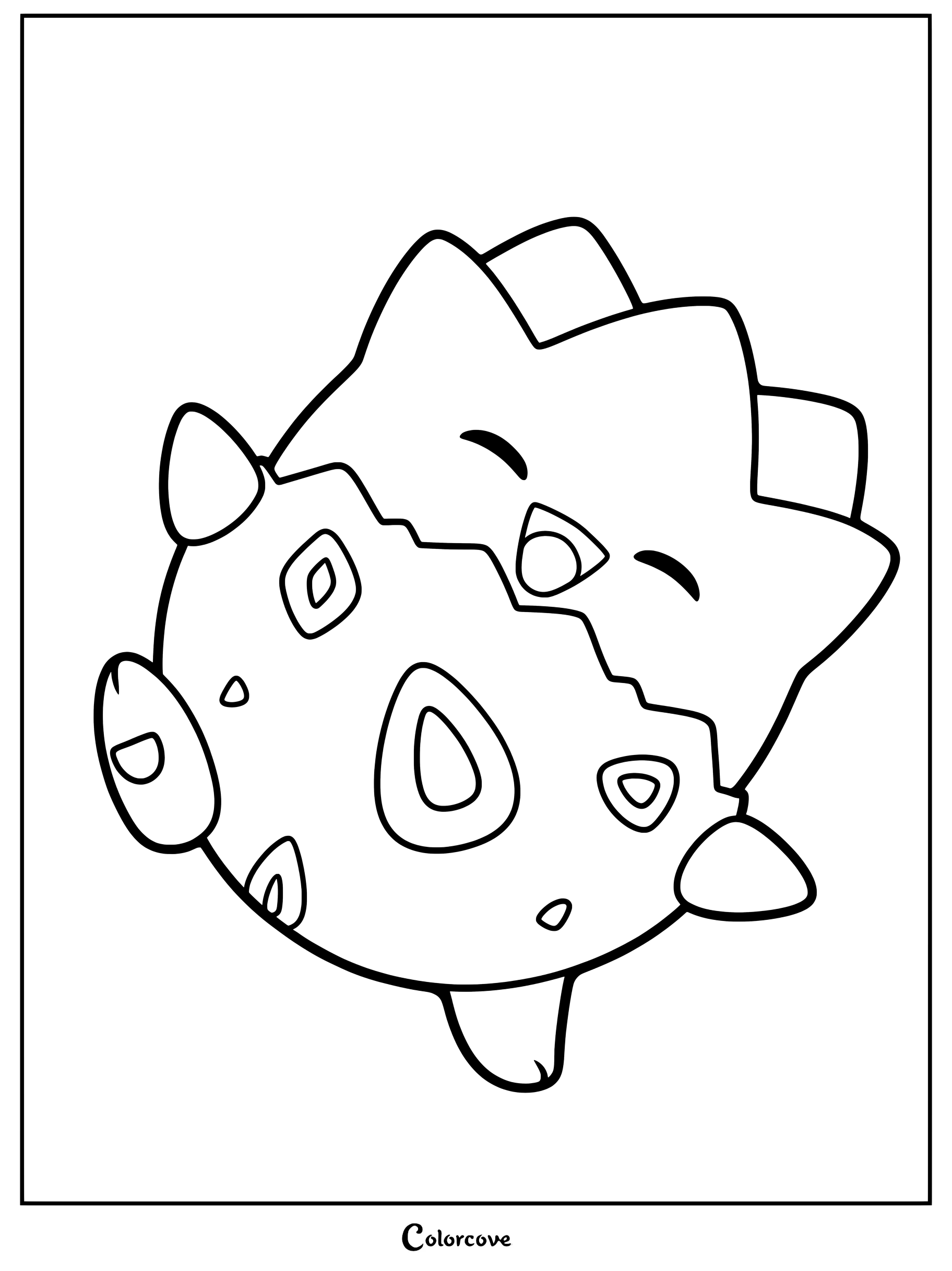 Page de coloriage de Pokemon Mignons représentant un dessin de style chibi de Togepi.