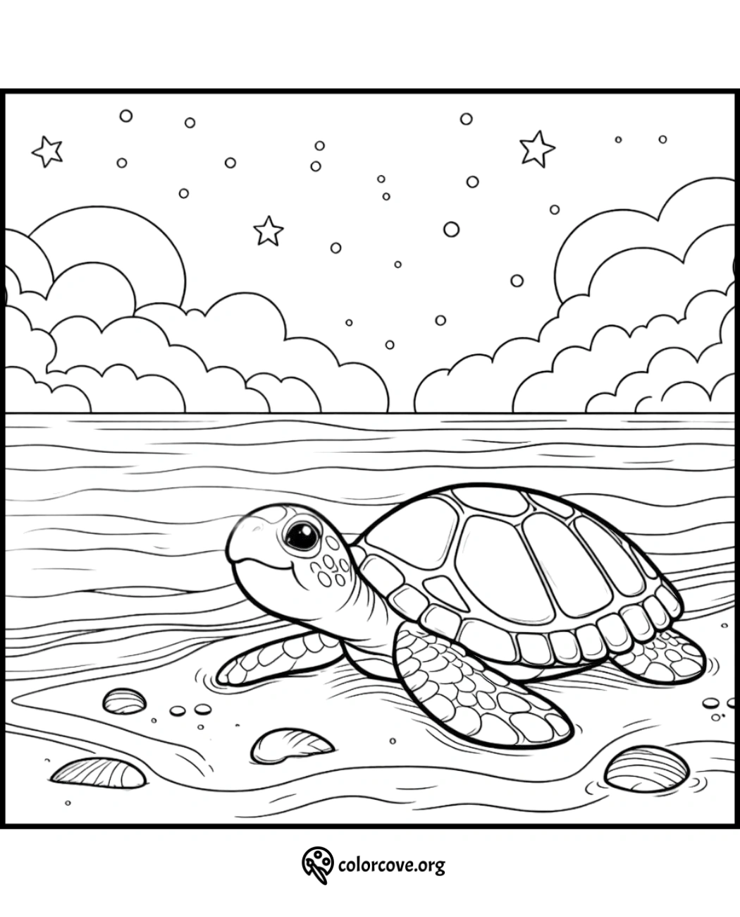 a coloring page of a turtle